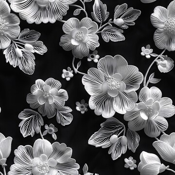 白花黑底蕾丝图案