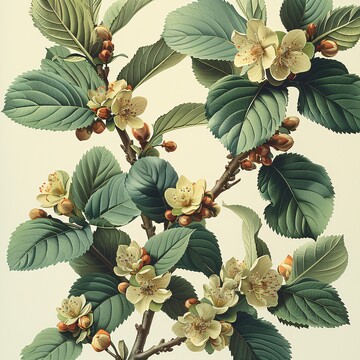 叶簇与花绿色褐色纹理1