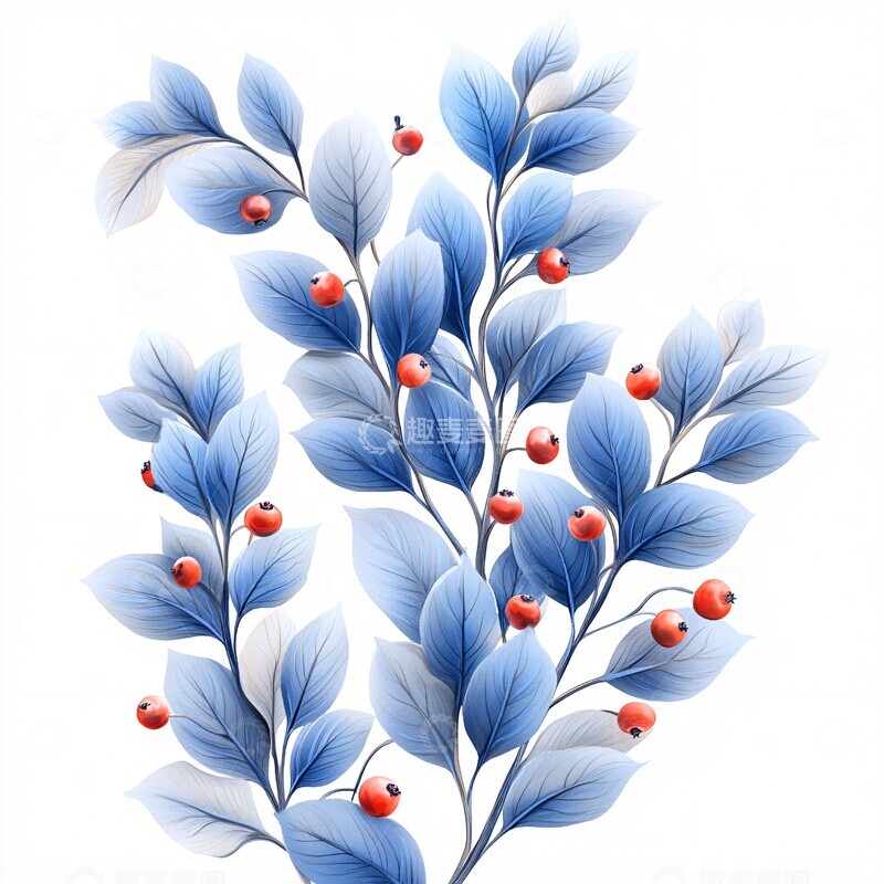 白叶蓝边红果植物1