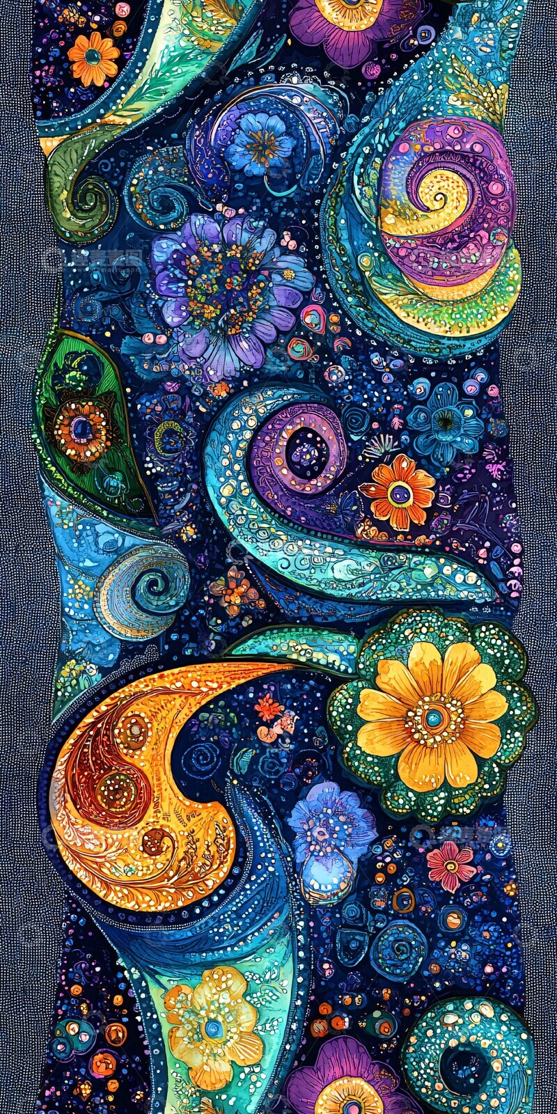 高清大图下载【趣麦麦图】蓝色水彩印花2