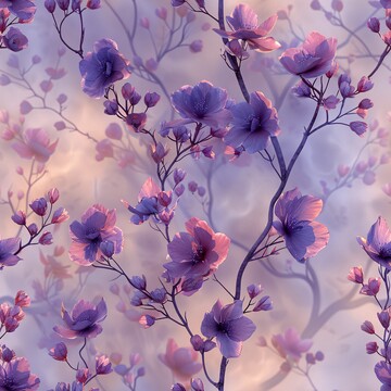 薰衣草花枝纹样