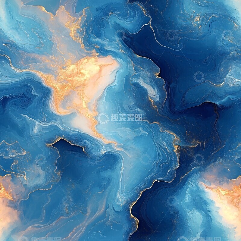 高清大图下载【趣麦麦图】蓝色流体形态画1