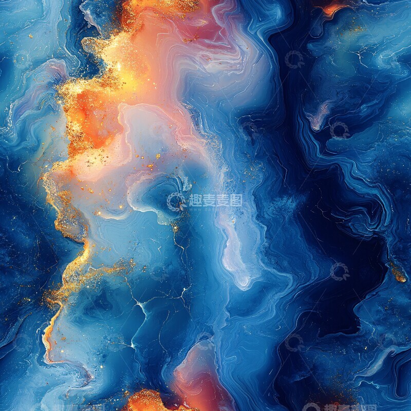 高清大图下载【趣麦麦图】蓝色流体形态画