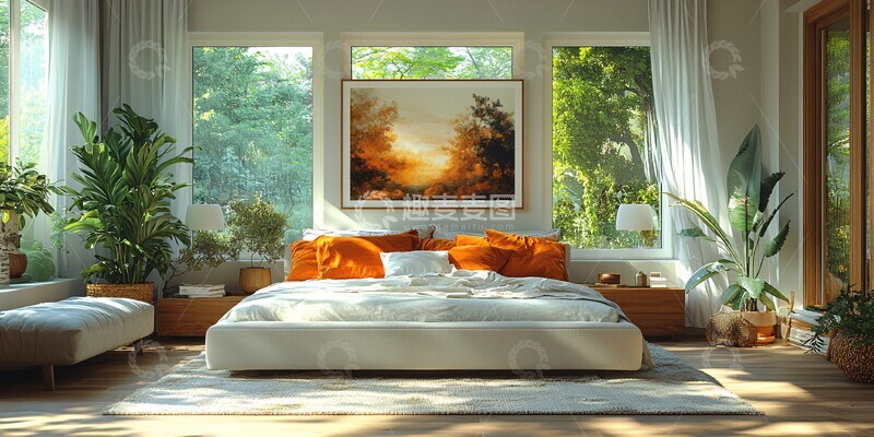 高清大图下载【趣麦麦图】白色床铺简约卧室9