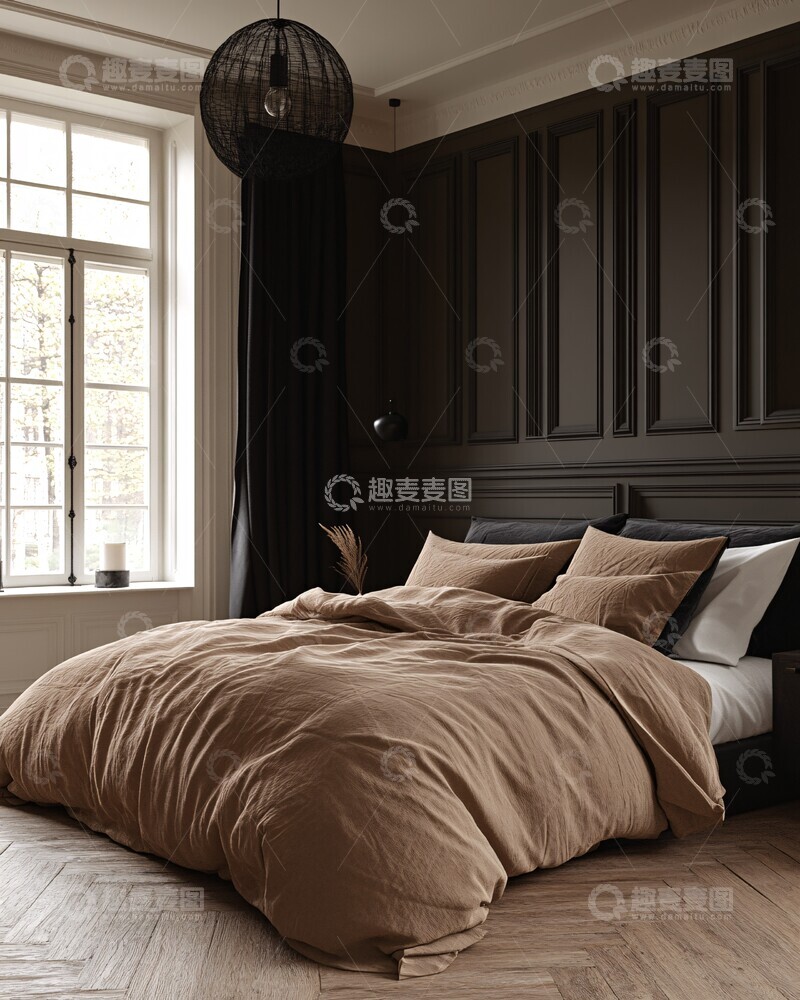 高清大图下载【趣麦麦图】黑白简约卧室设计3