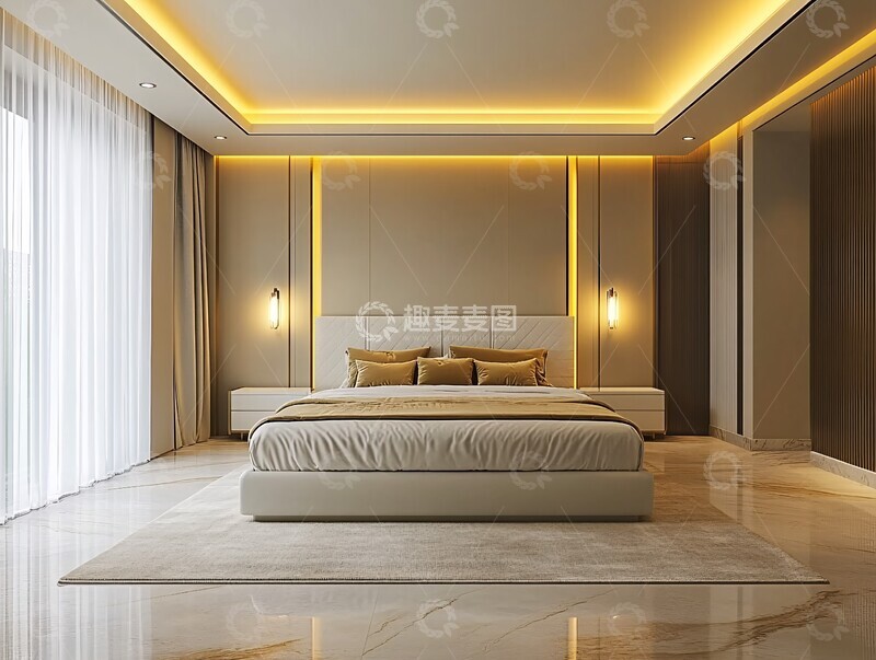 高清大图下载【趣麦麦图】白色皮床卧室设计1