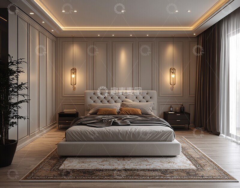 高清大图下载【趣麦麦图】灰黑配色现代卧室2