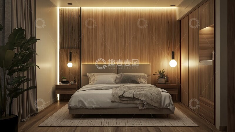 高清大图下载【趣麦麦图】北欧卧室灯具布局3