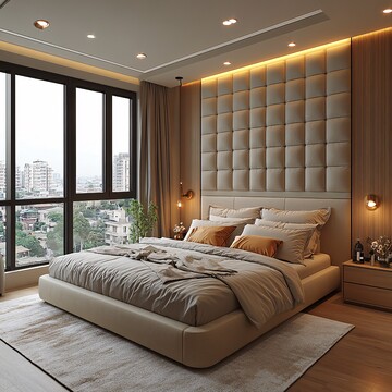 软包墙卧室现代卧室软包