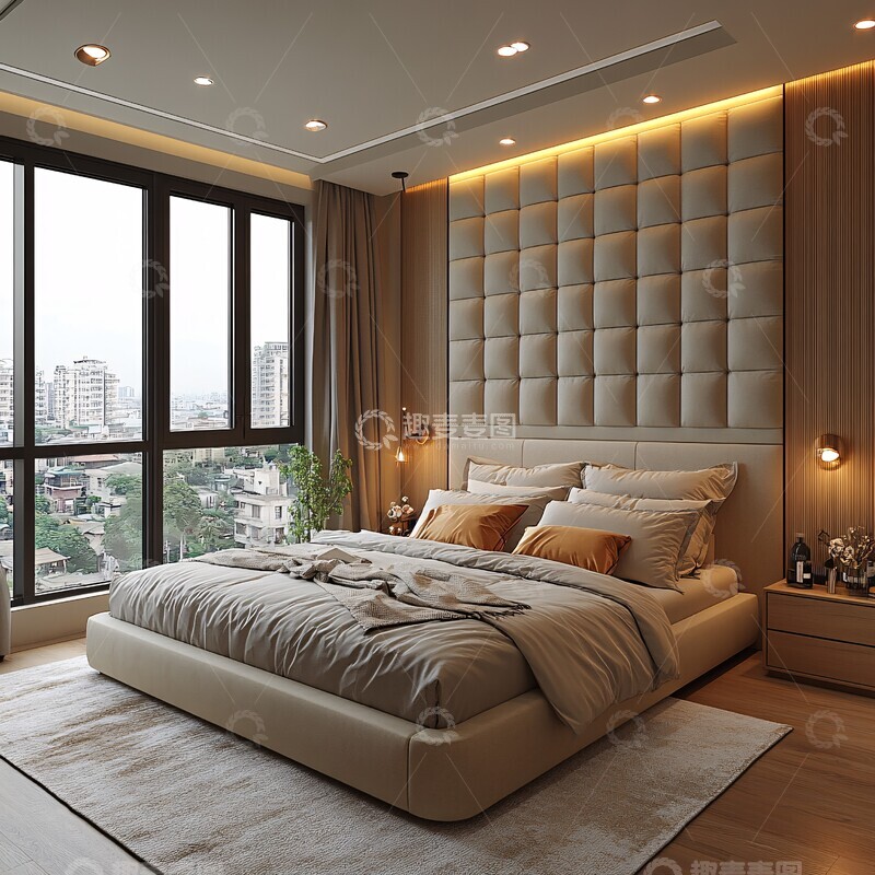 高清大图下载【趣麦麦图】软包墙卧室现代卧室软包