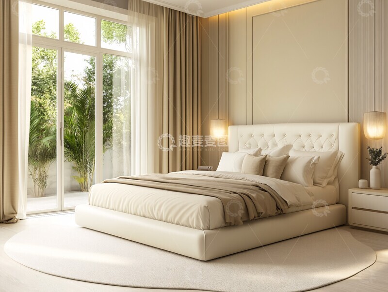 高清大图下载【趣麦麦图】白色皮床卧室设计3