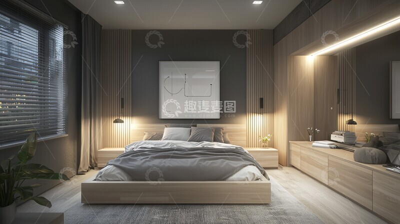 高清大图下载【趣麦麦图】北欧卧室灯具布局1