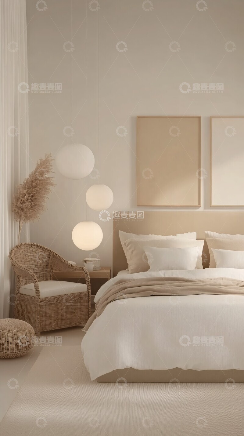 高清大图下载【趣麦麦图】石色卧室简约布置1