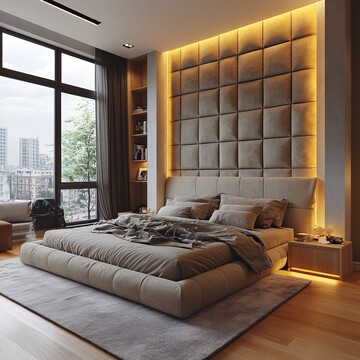 软包墙卧室现代卧室软包2