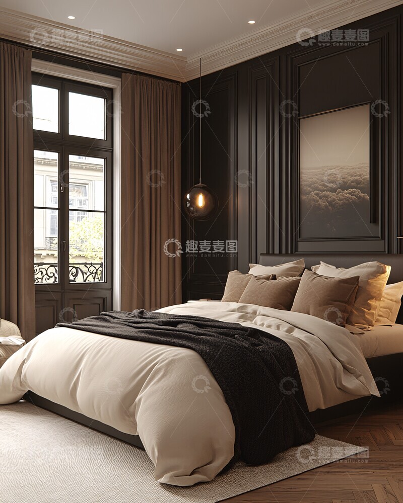 高清大图下载【趣麦麦图】黑白简约卧室设计1