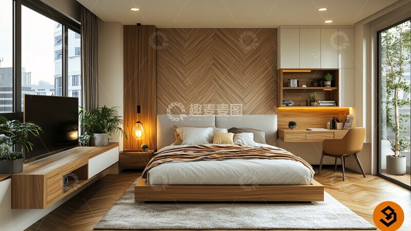 高清大图下载【趣麦麦图】白色木质卧室设计1
