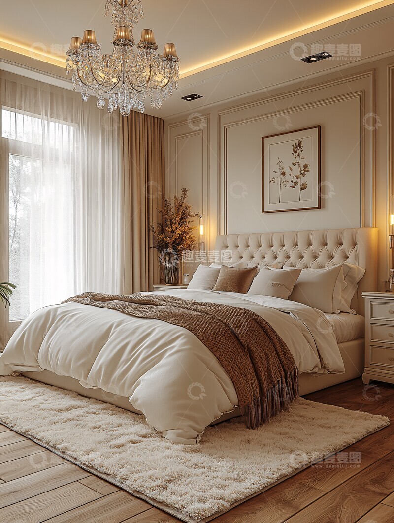 高清大图下载【趣麦麦图】白色卧室水晶灯