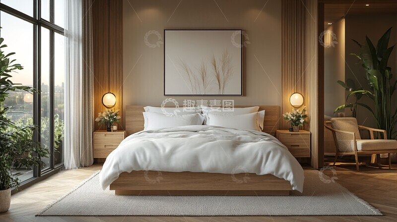 高清大图下载【趣麦麦图】白色床品单幅画1