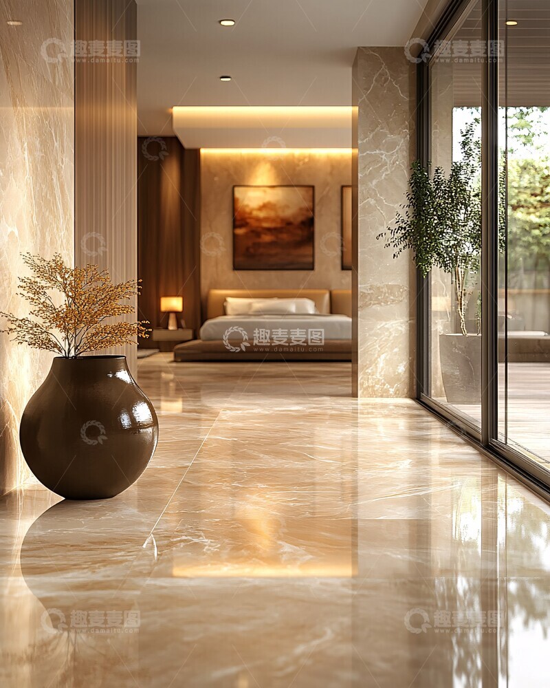 高清大图下载【趣麦麦图】大理石地板卧室