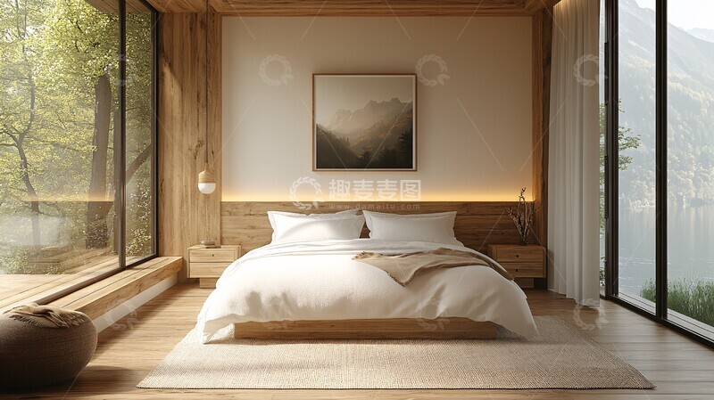 高清大图下载【趣麦麦图】白色床品单幅画2