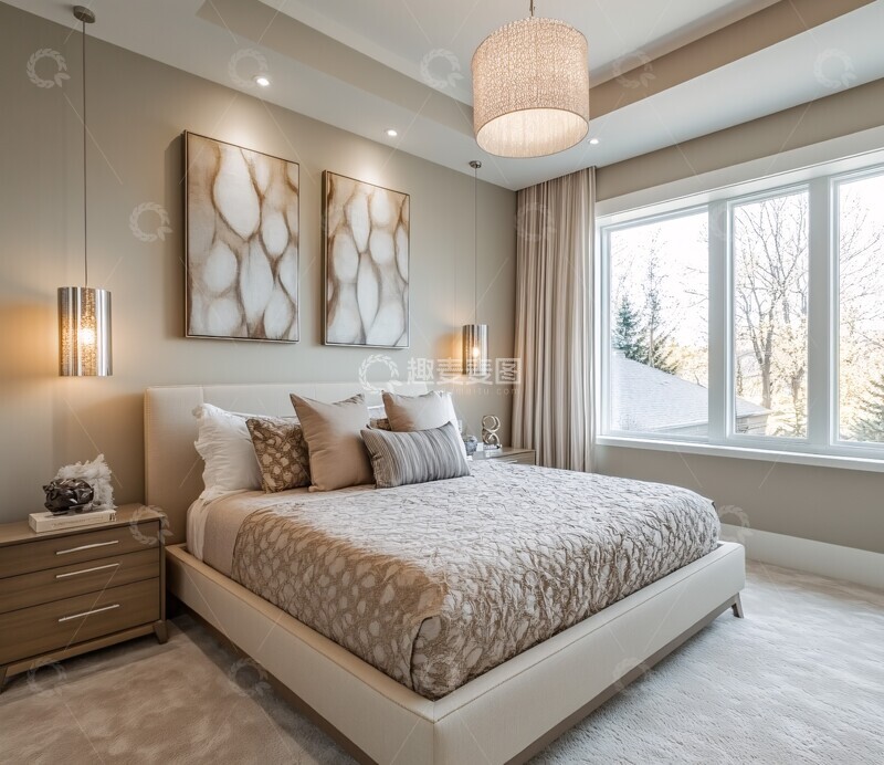 高清大图下载【趣麦麦图】灰色简约卧室1