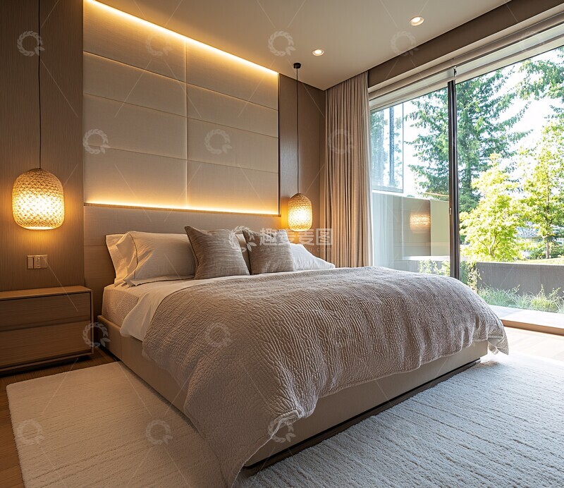 高清大图下载【趣麦麦图】灰色简约卧室