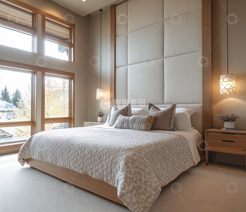 高清大图下载【趣麦麦图】灰色简约卧室2