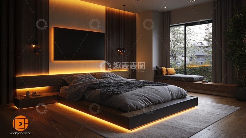 高清大图下载【趣麦麦图】白色调简约卧室2