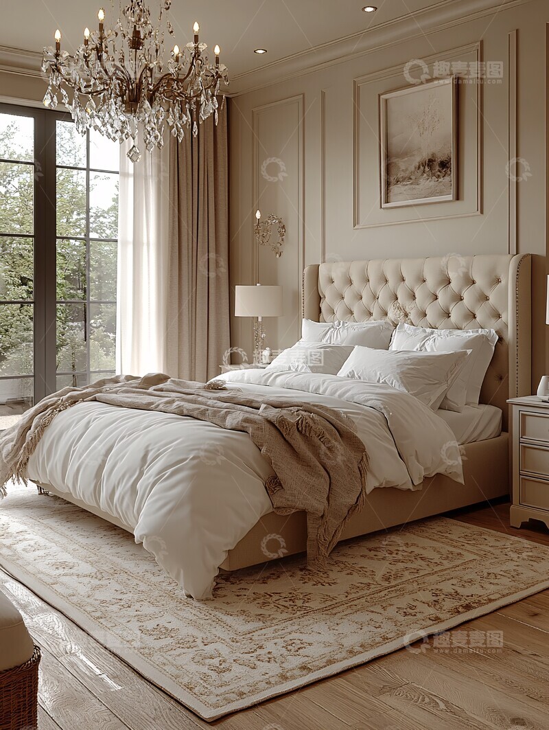高清大图下载【趣麦麦图】白色卧室水晶灯3