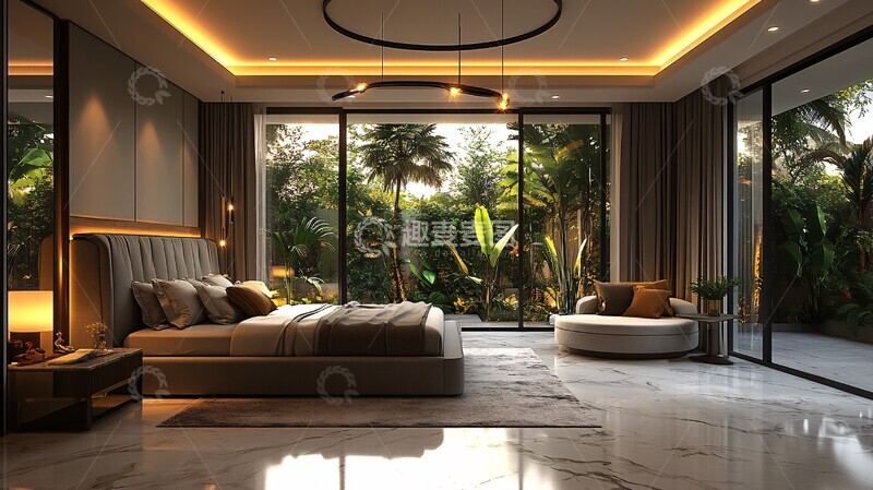 高清大图下载【趣麦麦图】灰色简约卧室设计4