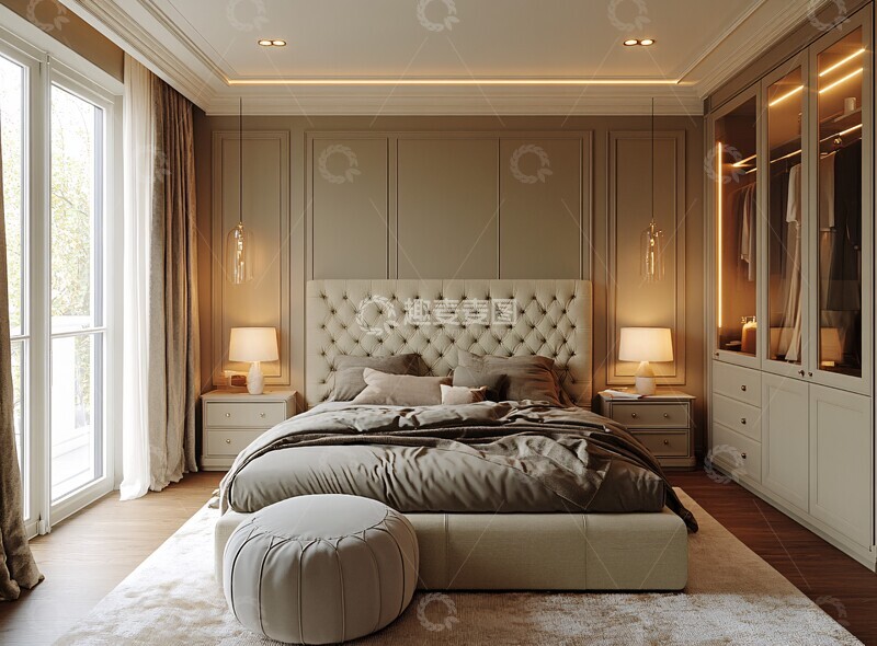 高清大图下载【趣麦麦图】绿色床铺衣柜设计1