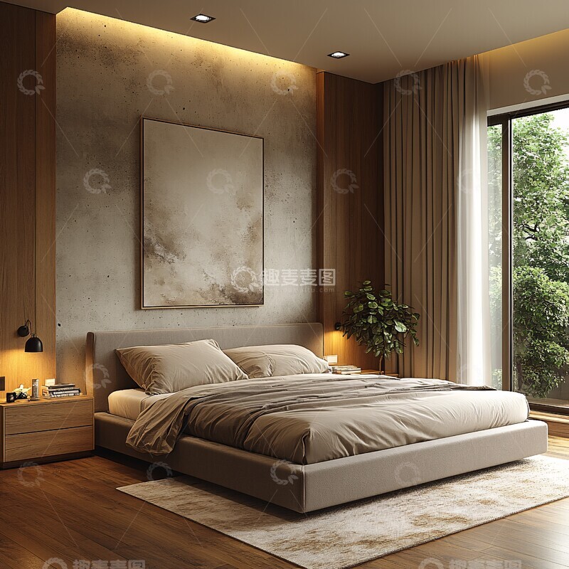 高清大图下载【趣麦麦图】灰色简约卧室4
