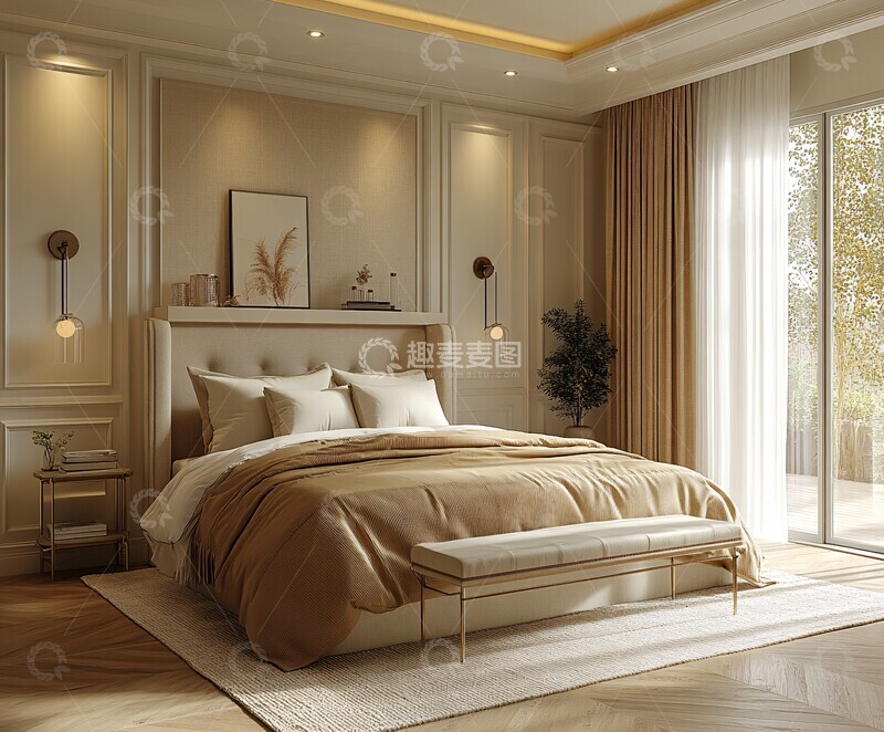 高清大图下载【趣麦麦图】浅色木地板卧室6