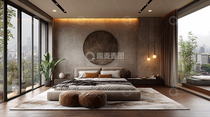 高清大图下载【趣麦麦图】中性色调卧室3