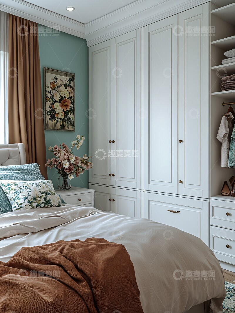 高清大图下载【趣麦麦图】白色衣柜卧室布局1