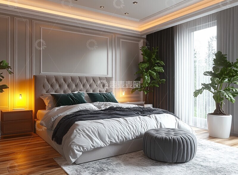 高清大图下载【趣麦麦图】绿色床铺衣柜设计