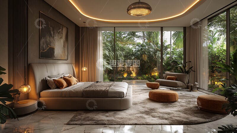 高清大图下载【趣麦麦图】灰色简约卧室设计3