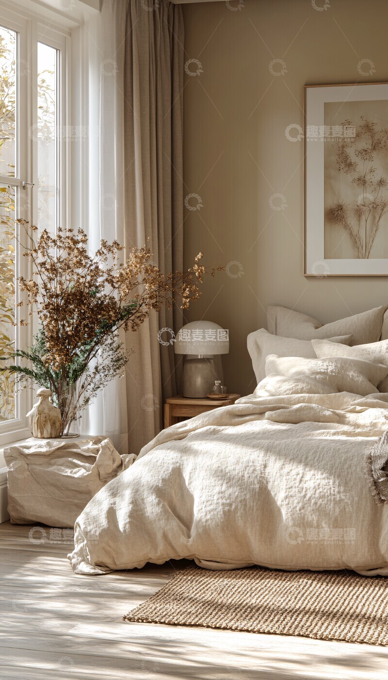 高清大图下载【趣麦麦图】温暖中性卧室设计1