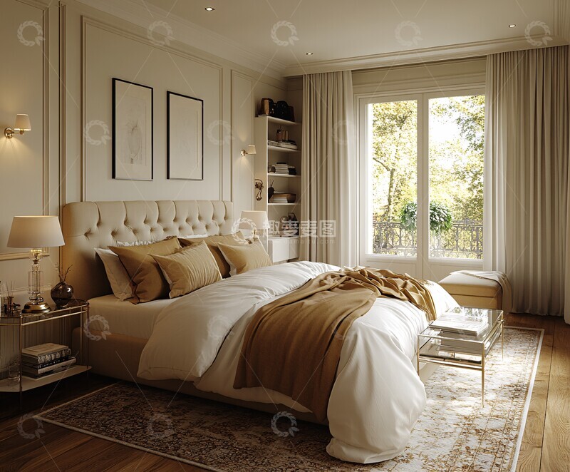 高清大图下载【趣麦麦图】浅色木地板卧室5