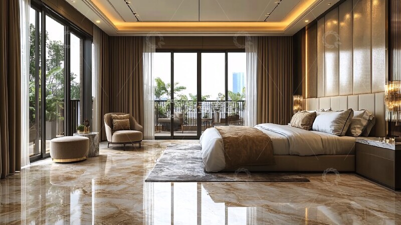 高清大图下载【趣麦麦图】大理石地板豪华卧室1