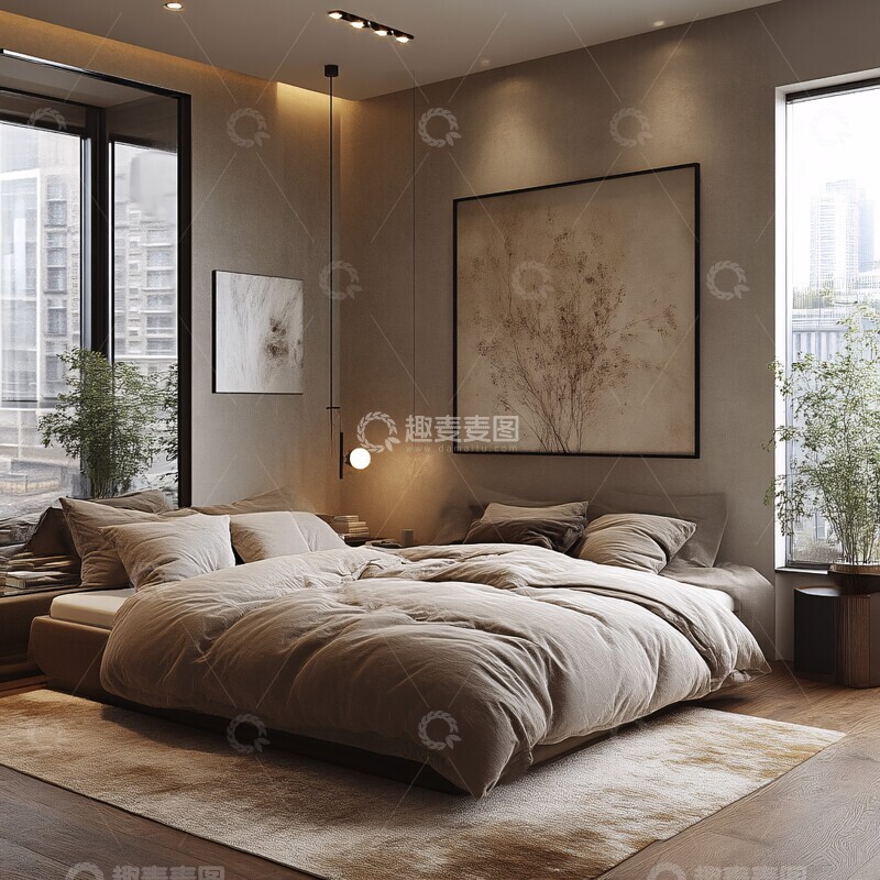 高清大图下载【趣麦麦图】黑色镜面床头墙板2