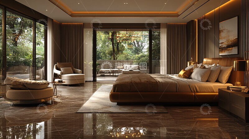 高清大图下载【趣麦麦图】大理石地板豪华卧室