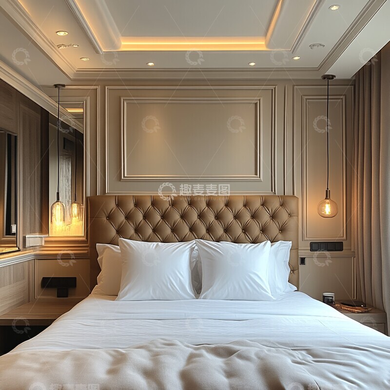 高清大图下载【趣麦麦图】黑色镜面床头墙板1