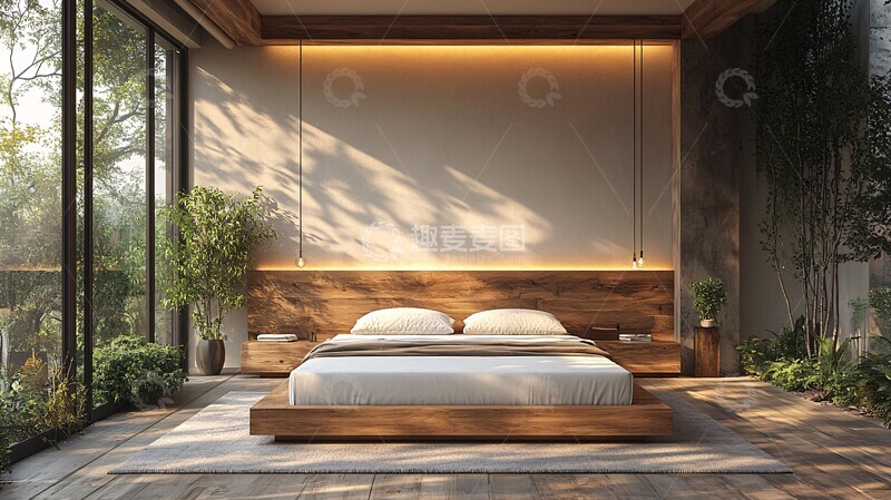 高清大图下载【趣麦麦图】木床白卧室木床卧室现代3