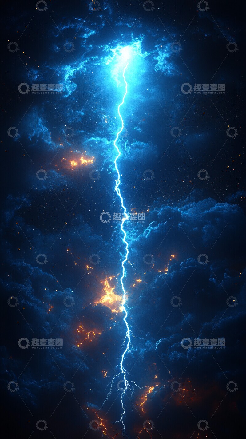 高清大图下载【趣麦麦图】蓝色闪电能量5