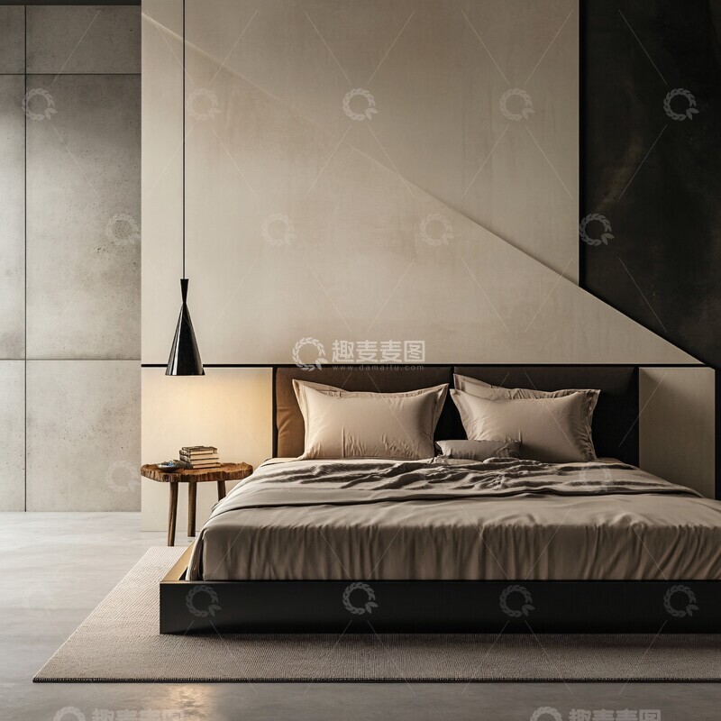 高清大图下载【趣麦麦图】床和现代墙设计2