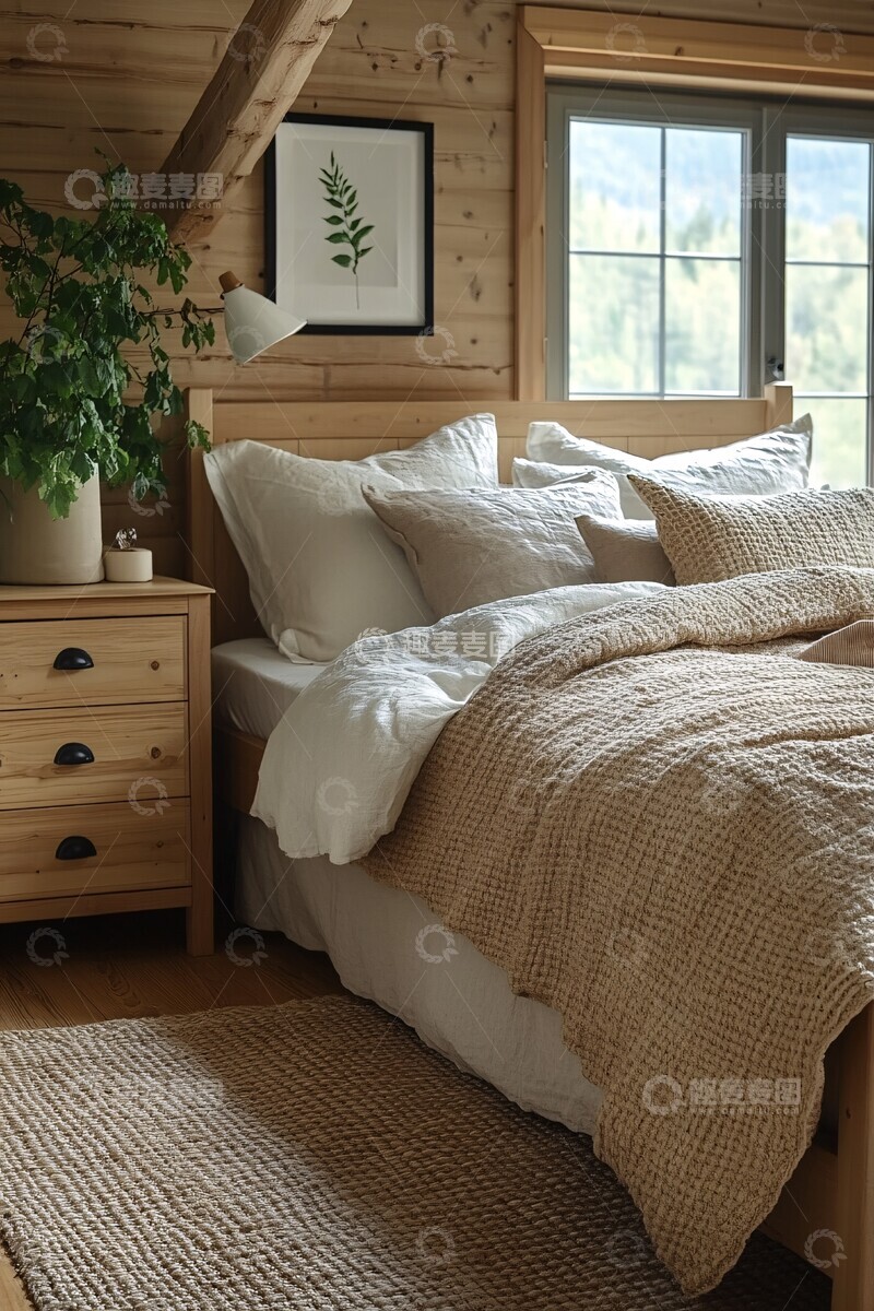 高清大图下载【趣麦麦图】桦木床头柜套组