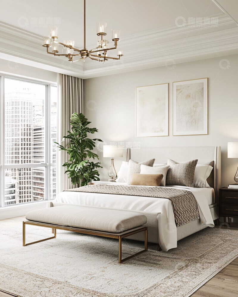 高清大图下载【趣麦麦图】中性色调卧室设计7