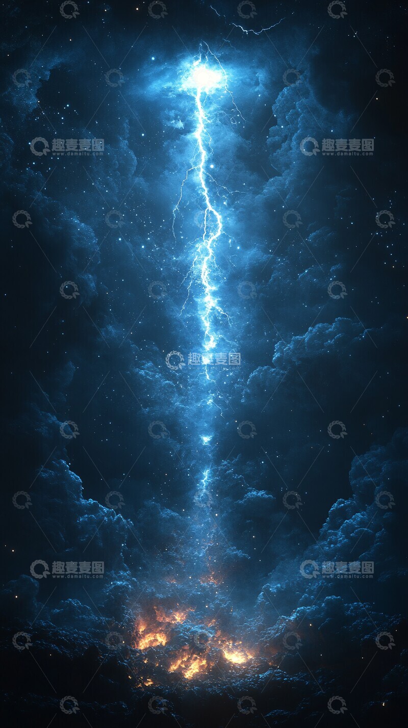 高清大图下载【趣麦麦图】蓝色闪电能量3