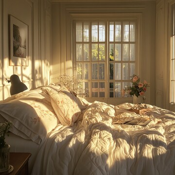 奶油色法式卧室1